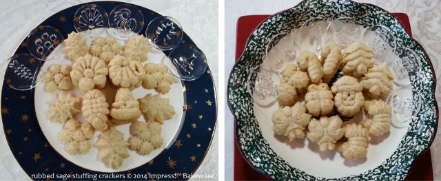 rubbed sage stuffing crackers for cookie press © 2014 Impress!™ Bakeware 1