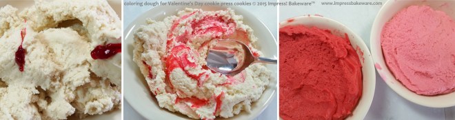coloring dough for Valentine's Day cookie press cookies- © 2015 Impress! Bakeware™