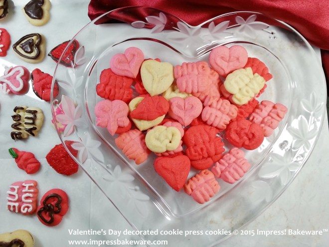 Valentine's Day decorated cookie press cookies © 2015 Impress! Bakeware™