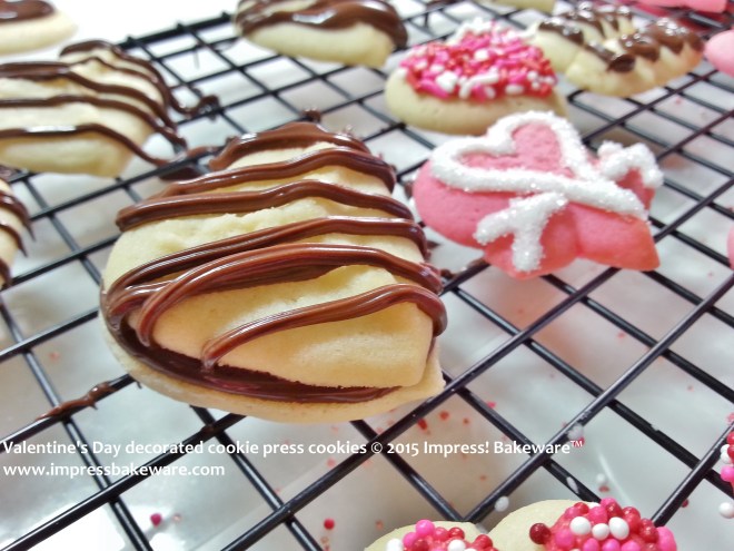 Valentine's Day decorated cookie press cookies   © 2015 Impress! Bakeware™