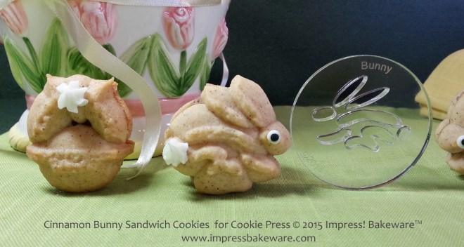 Cinnamon Bunny Sandwich Cookies  for Cookie Press- © 2015 Impress! Bakeware™
