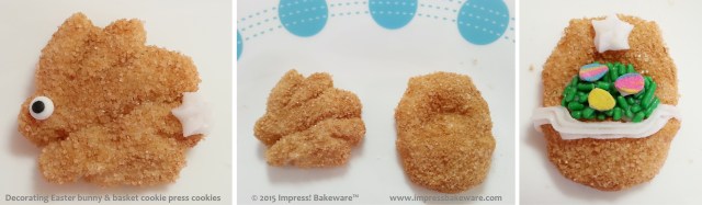 Decorating Easter bunny & basket cookie press cookies- © 2015 Impress! Bakeware™