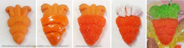 Decorating Easter carrot cookie press cookies- © 2015 Impress! Bakeware™