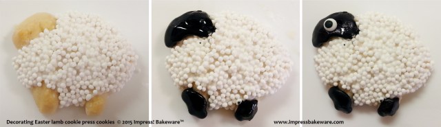 Decorating Easter lamb cookie press cookies-  © 2015 Impress! Bakeware™