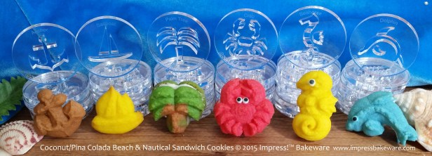 Coconut-Pina Colada Beach & Nautical Sandwich Cookies © 2015 Impress!™ Bakeware