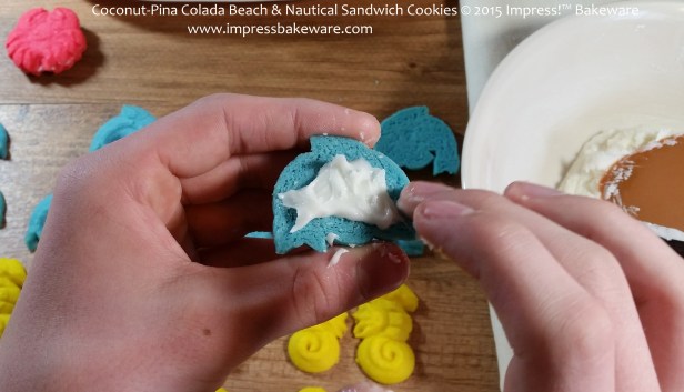 Coconut-Pina Colada Beach & Nautical Sandwich Cookies © 2015 Impress!™ Bakeware