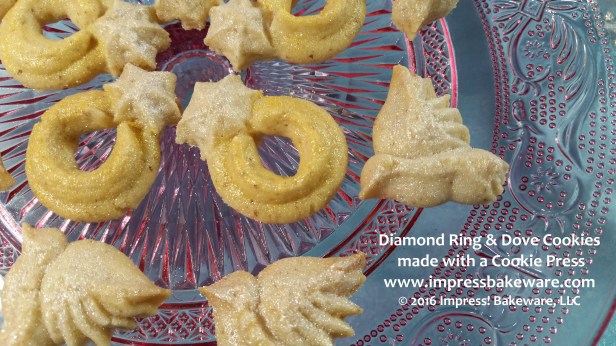 Diamond Ring & Dove Cookies made with a Cookie Press © 2016 Impress! Bakeware, LLC.jpg