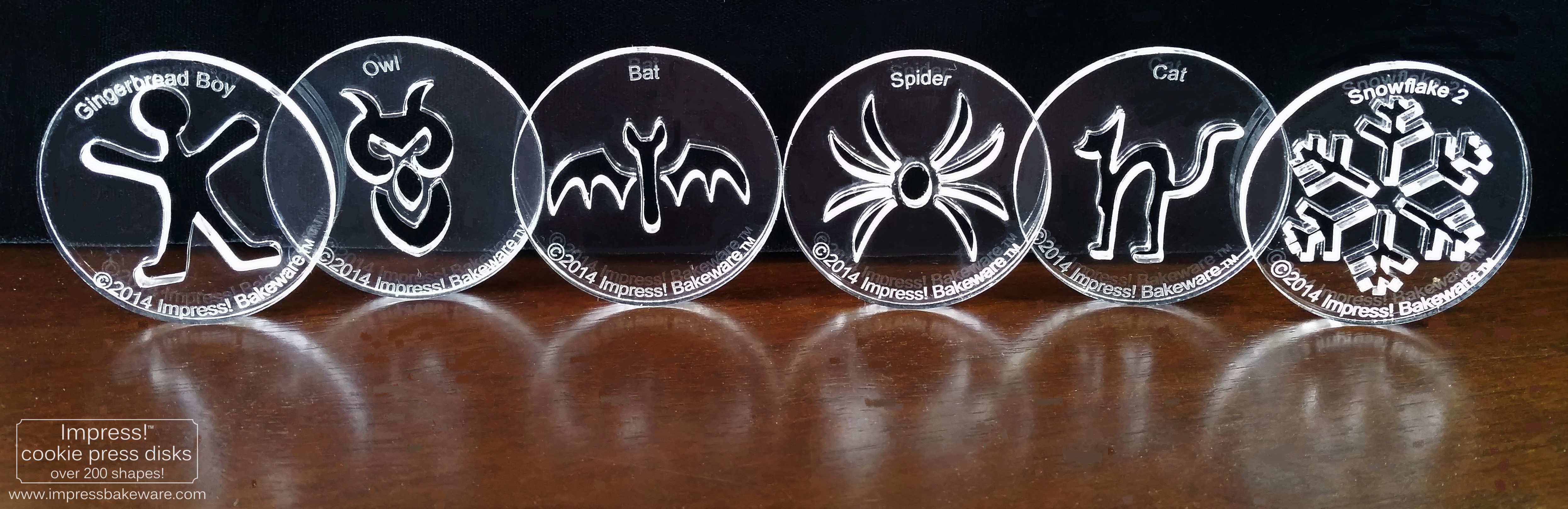 Disks used for Chocolate Halloween Cookie Press Spritz Cookies  © 2016 Impress! Bakeware, LLC.jpg