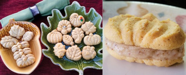 Pumpkin &amp; Spice Caramel Pecan sandwich cookies © 2016 Impress! Bakeware, LLC cookie press spritz arv3lrc