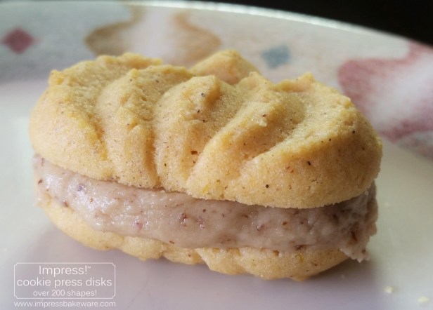 Pumpkin & Spice Caramel Pecan sandwich cookies © 2016 Impress! Bakeware, LLC cookie press spritz c.jpg