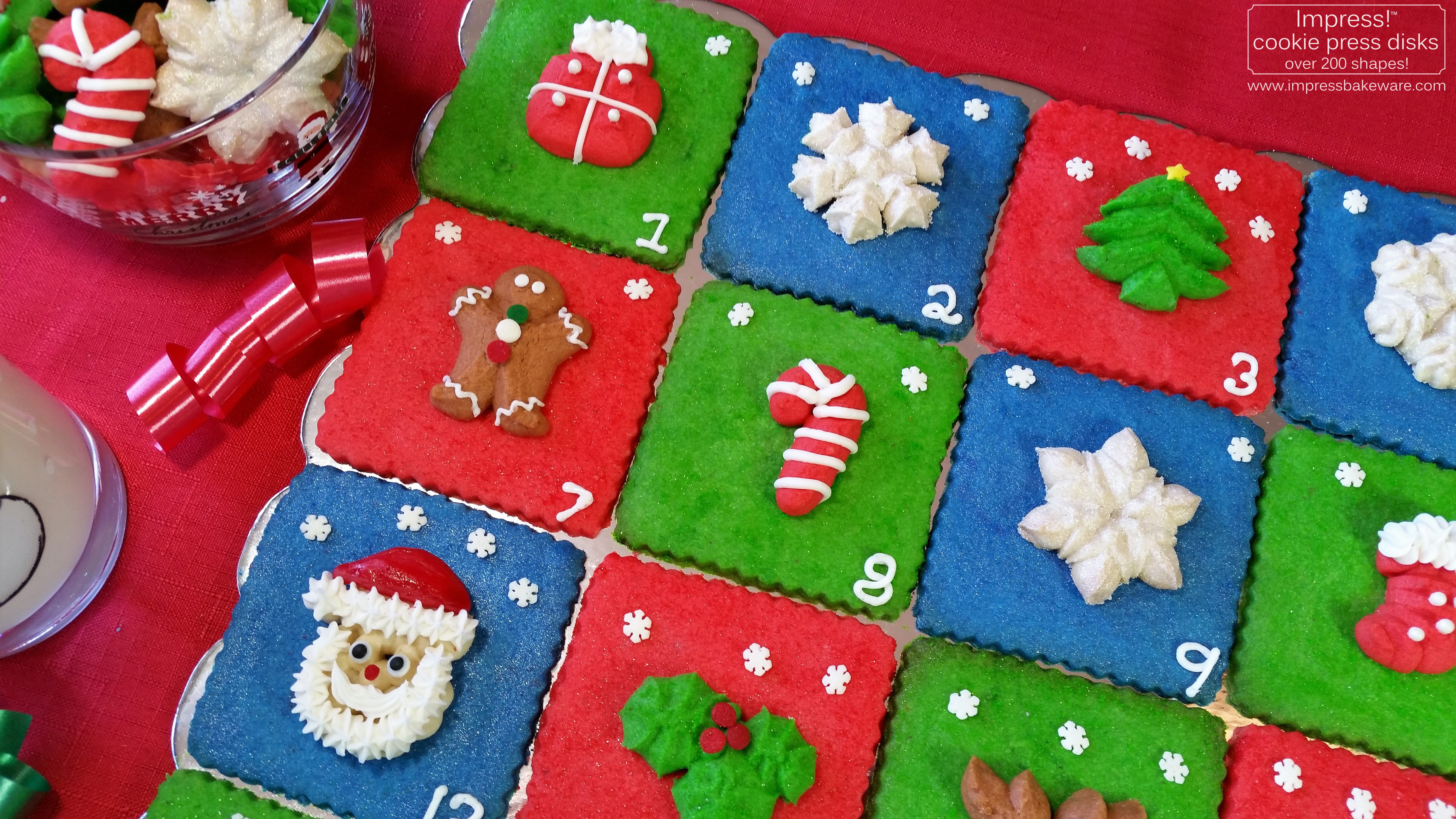 Advent Calendar Cookie Display Almond Spritz © 2016 Impress! Bakeware, LLC cookie press c.jpg