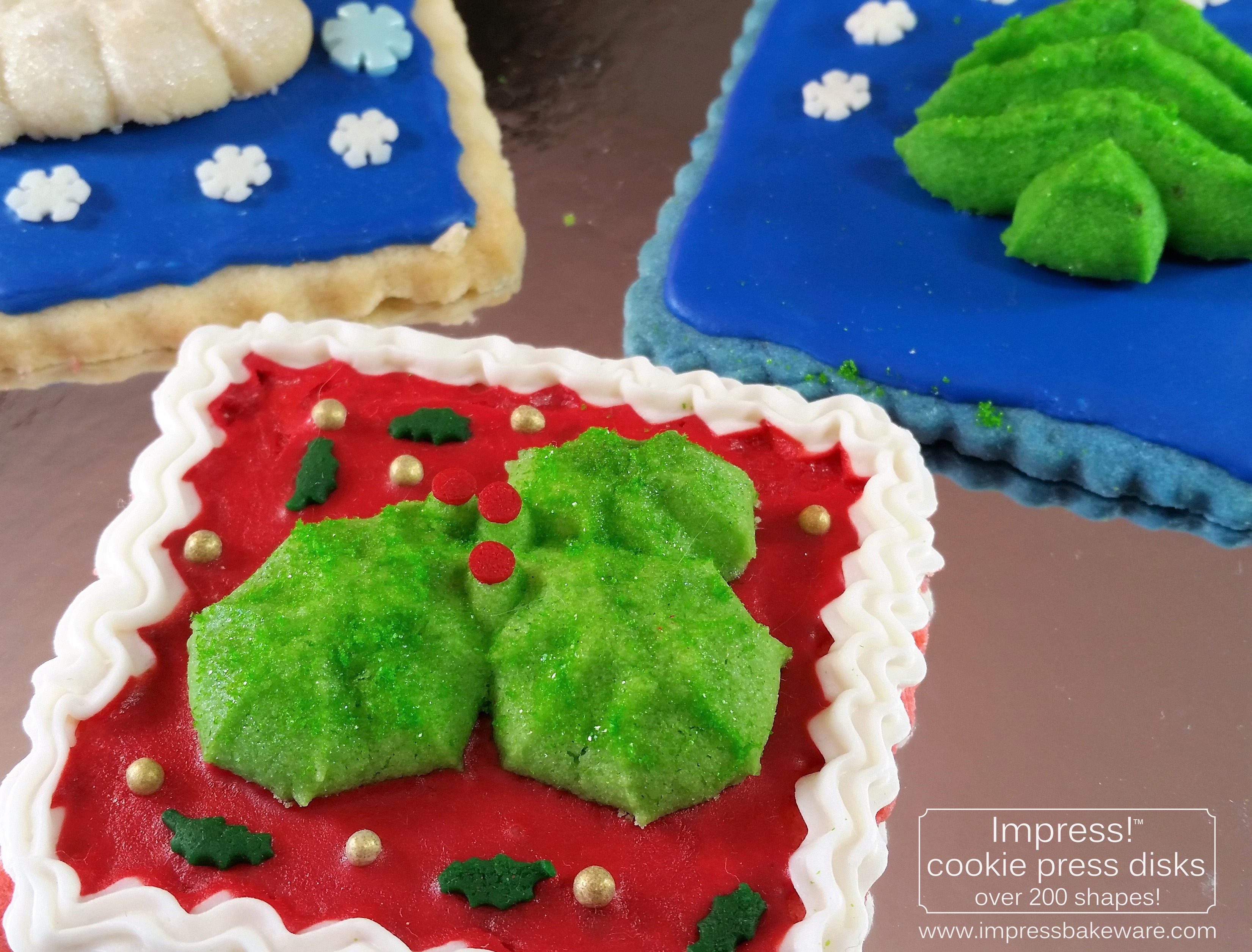 Advent Calendar Cookie Display Almond Spritz © 2016 Impress! Bakeware, LLC cookie press iced cookies with decoration.jpg