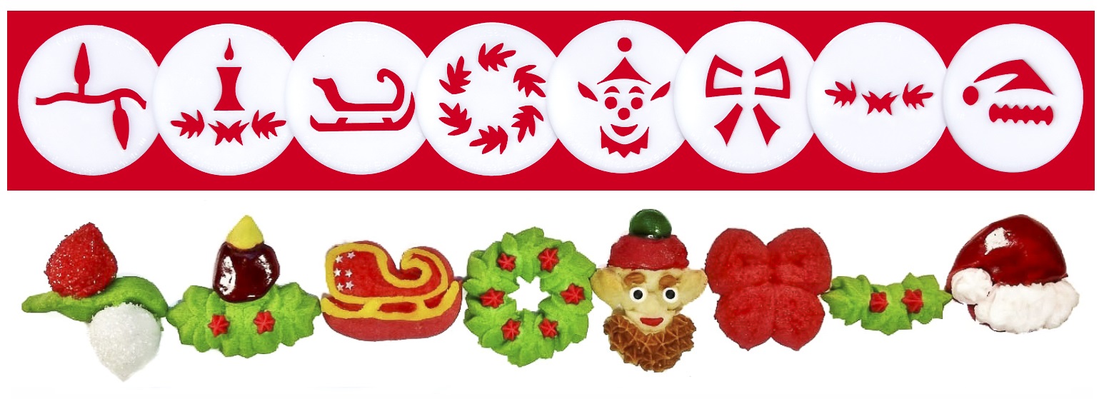 Christmas Two Cookie Press Disk Set spritz © 2019 Impress! Bakeware, LLC H