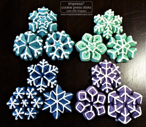 Colorful Iced Snowflakes Spritz Cookies © 2016 Impress! Bakeware, LLC j cookie press.jpg