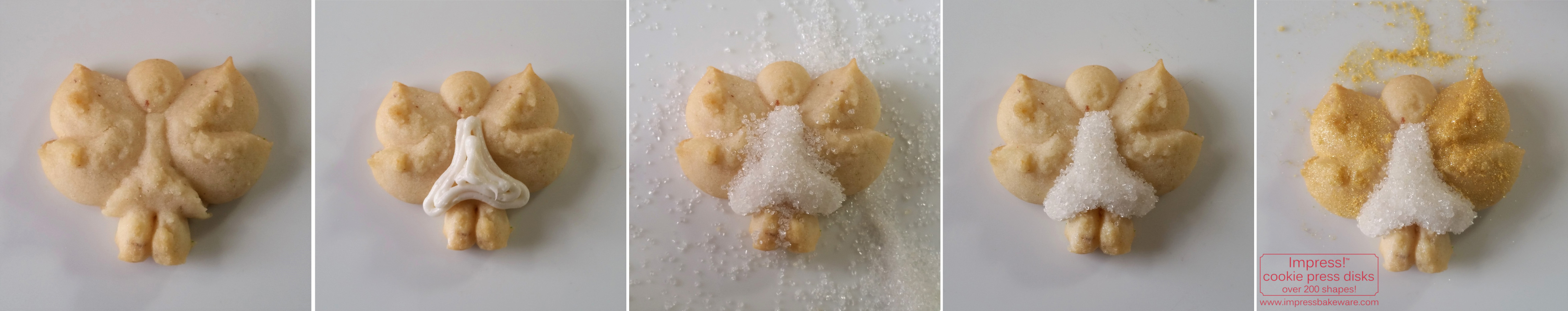 decorating-golden-winged-angel-spritz-cookies-w-2016-impress-bakeware-llc