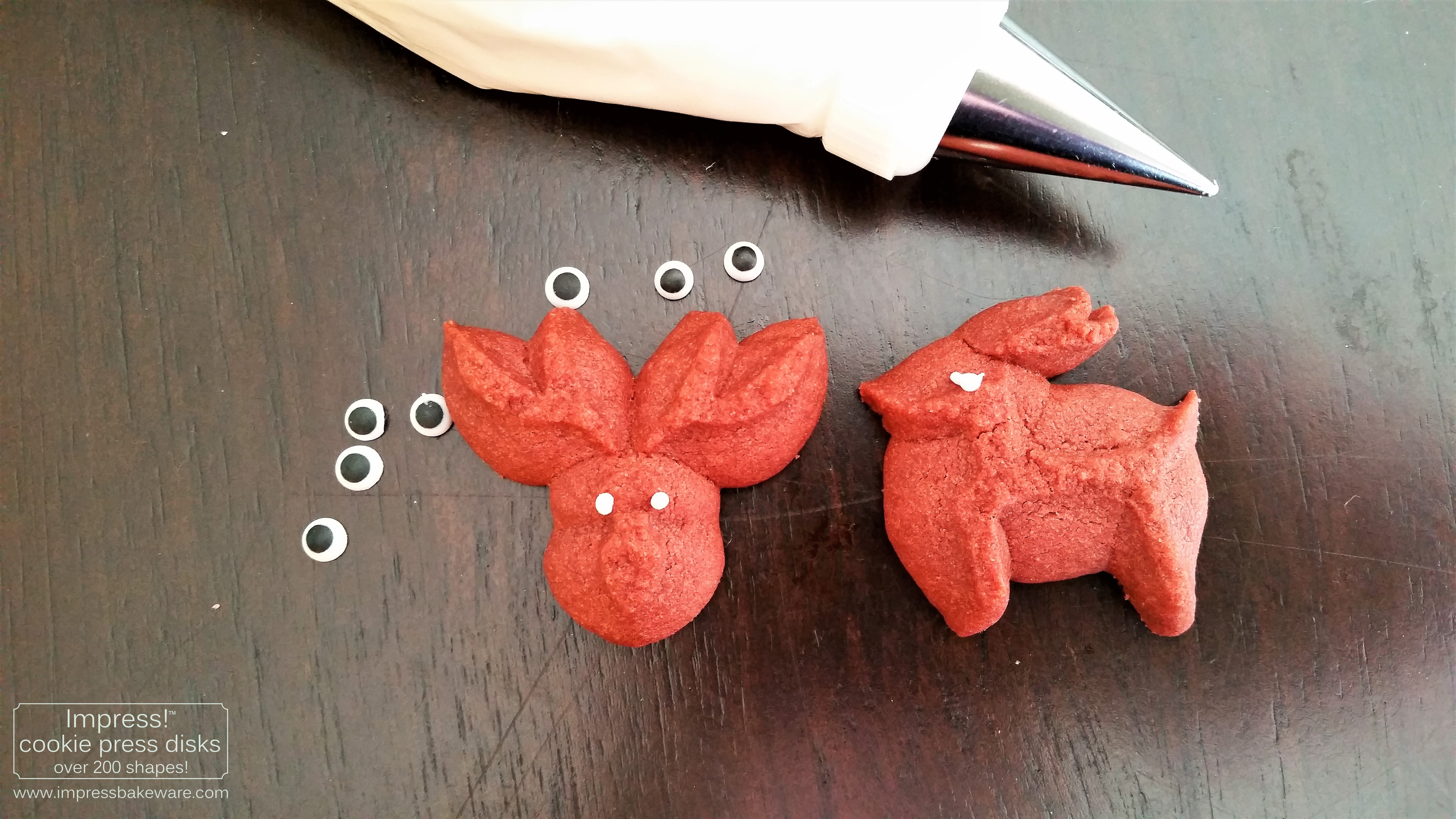 Red Velvet Reindeer Cookie Press Cookies © 2016 Impress! Bakeware, LLC spritz b.jpg