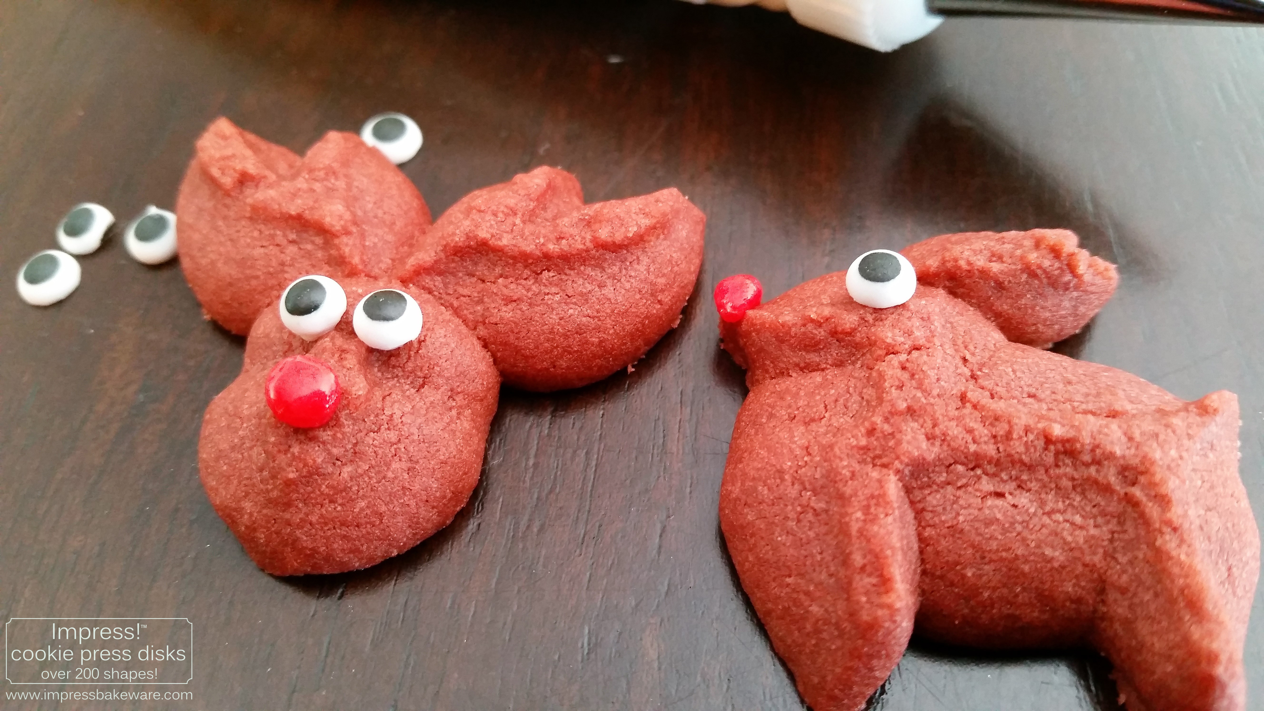 Red Velvet Reindeer Cookie Press Cookies © 2016 Impress! Bakeware, LLC spritz d.jpg