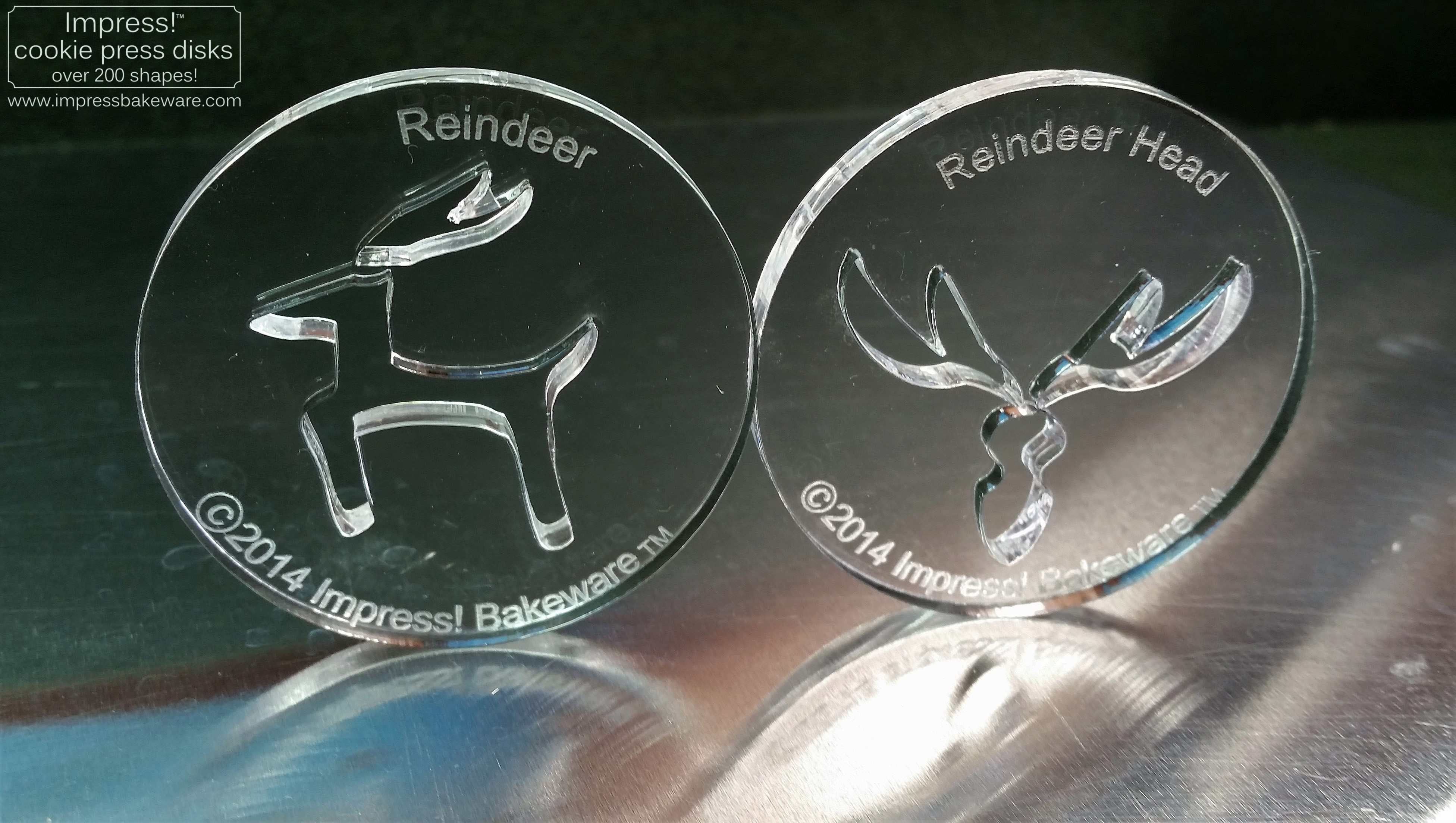 Reindeer cookie press disks making red velvet reindeer © 2016 Impress! Bakeware, LLC b.jpg