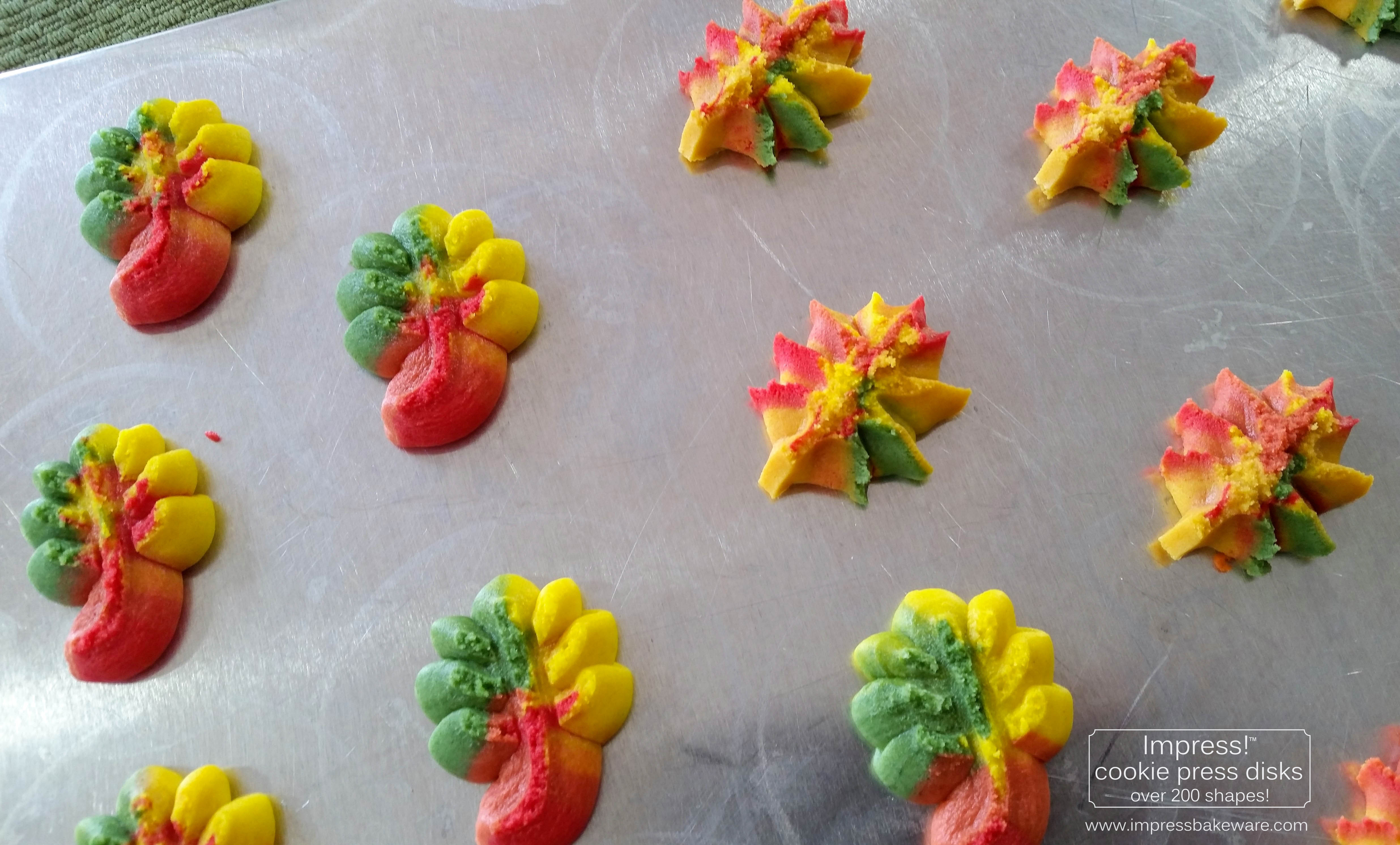 f Colorful Fall Leaves, Turkeys, and Pumpkins cookie press spritz W © 2017 Impress! Bakeware, LLC.jpg