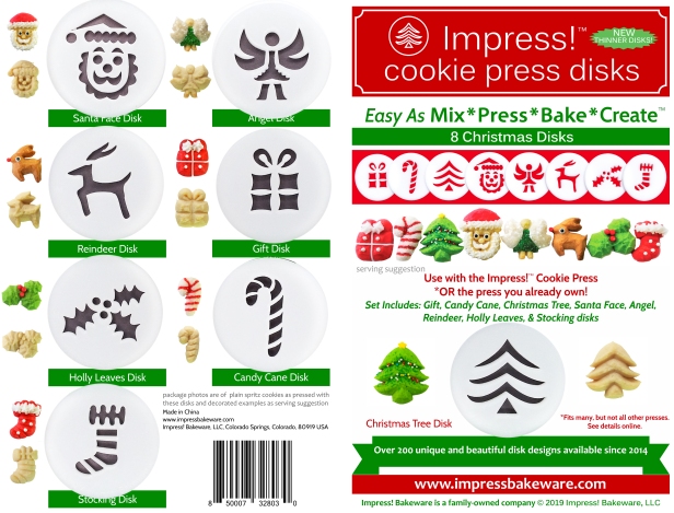 Christmas Cookie Press Disk Set spritz © 2019 Impress! Bakeware, LLC