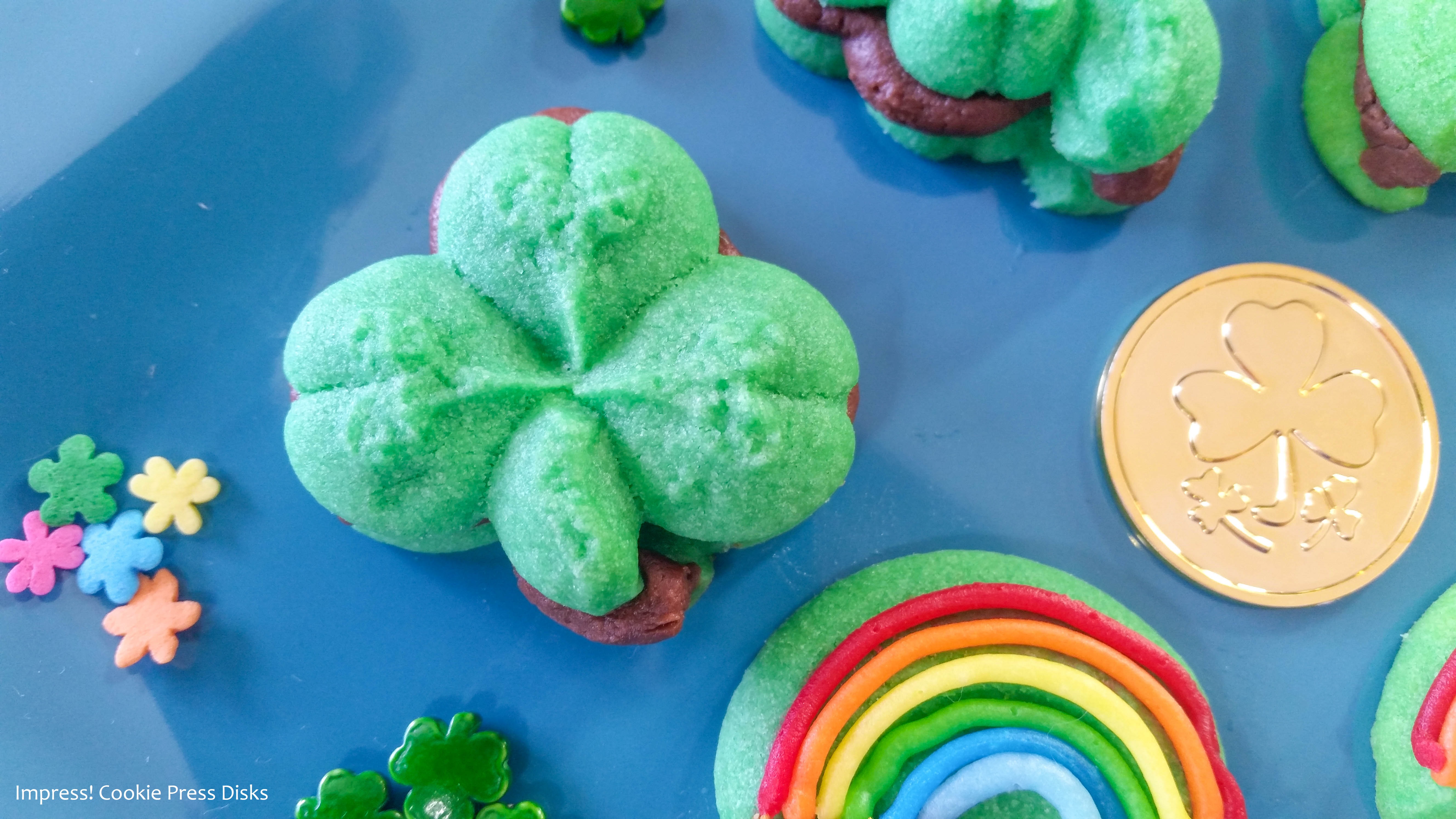 vvw Chocolate Mint St. Patrick’s Day Sandwich Cookies cookie press spritz © 2018 Impress! Bakeware, LLC.jpg