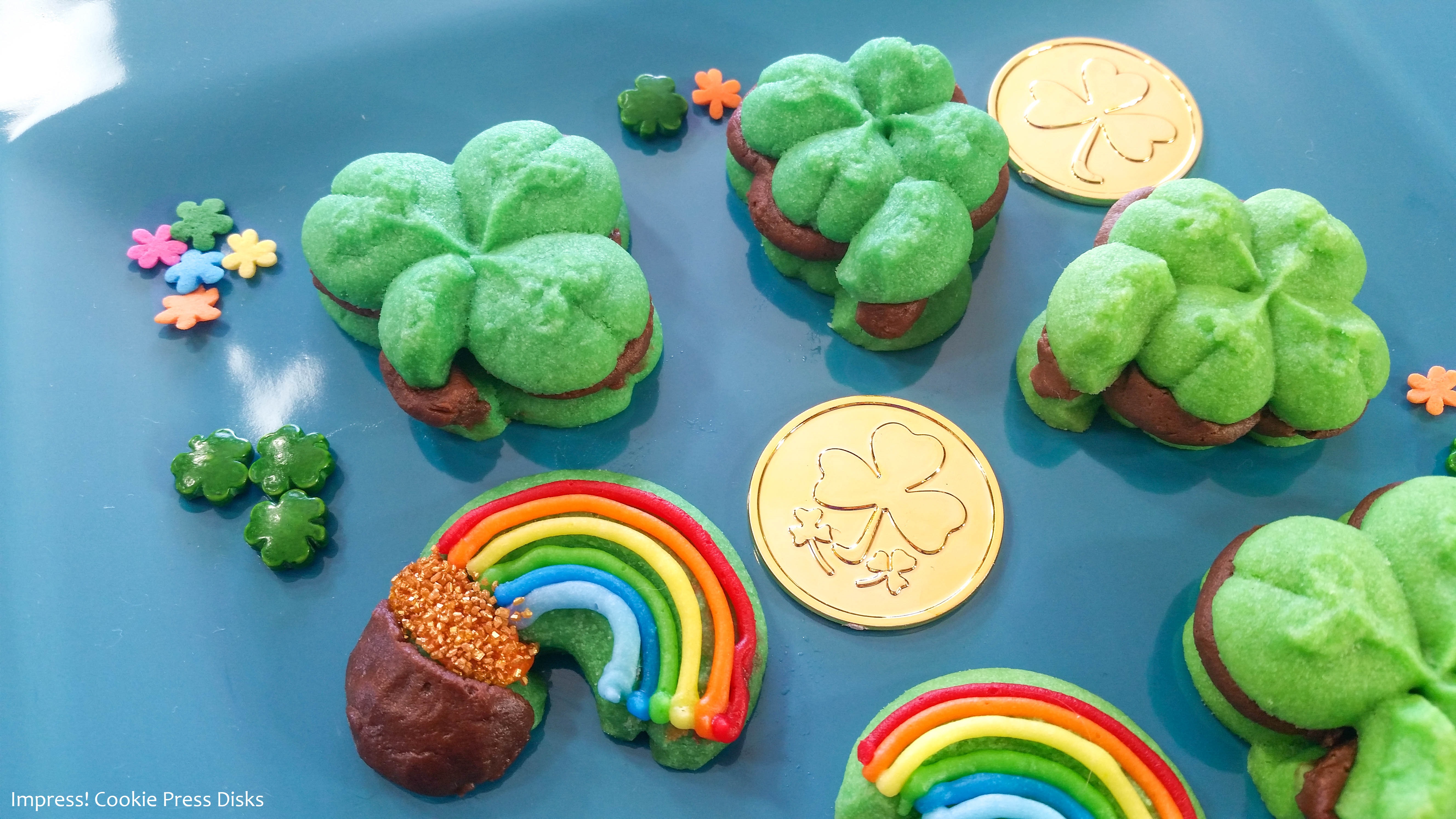 vw Chocolate Mint St. Patrick’s Day Sandwich Cookies cookie press spritz © 2018 Impress! Bakeware, LLC.jpg