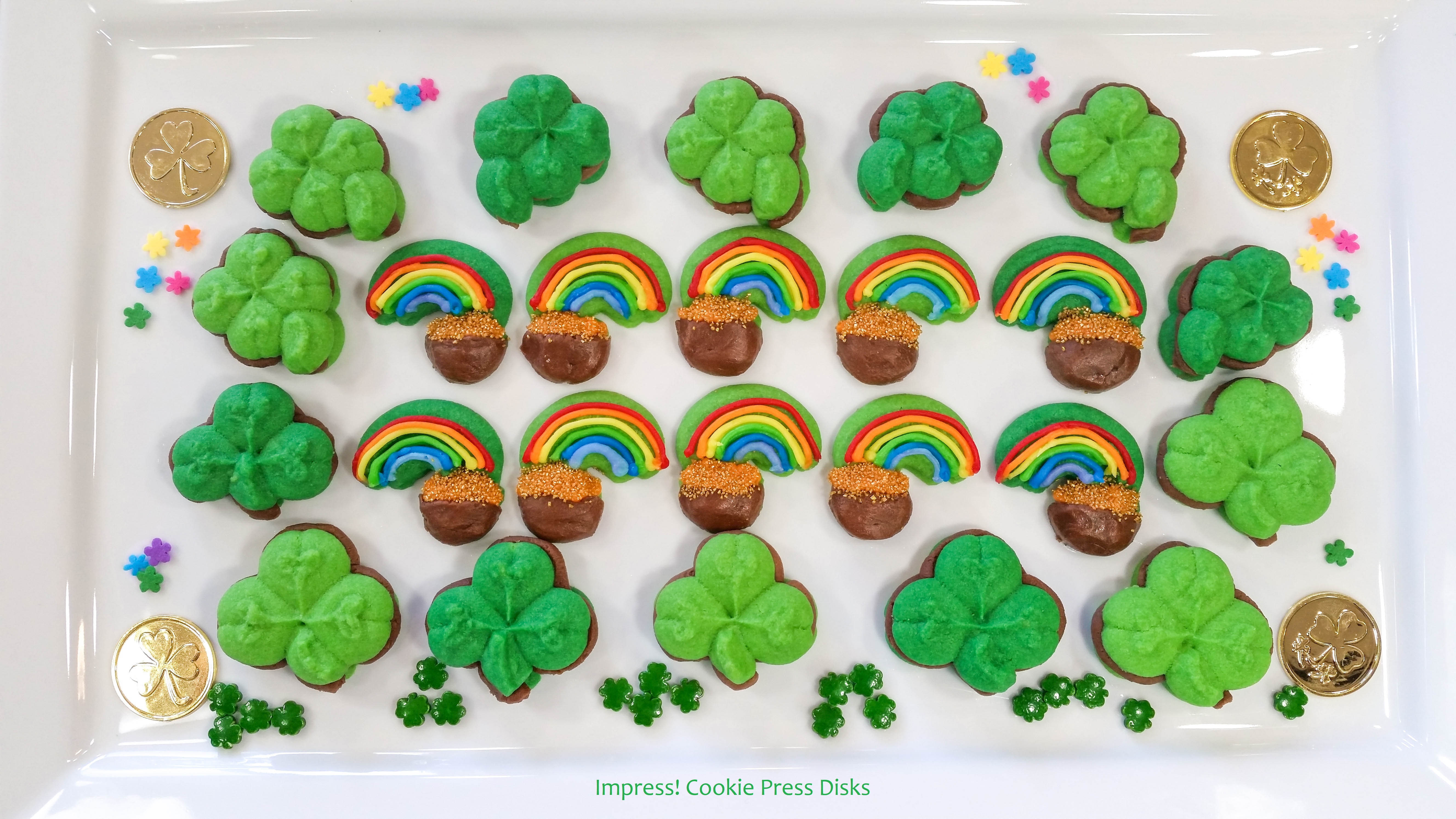wwm Chocolate Mint St. Patrick’s Day Sandwich Cookies cookie press spritz © 2018 Impress! Bakeware, LLC.jpg