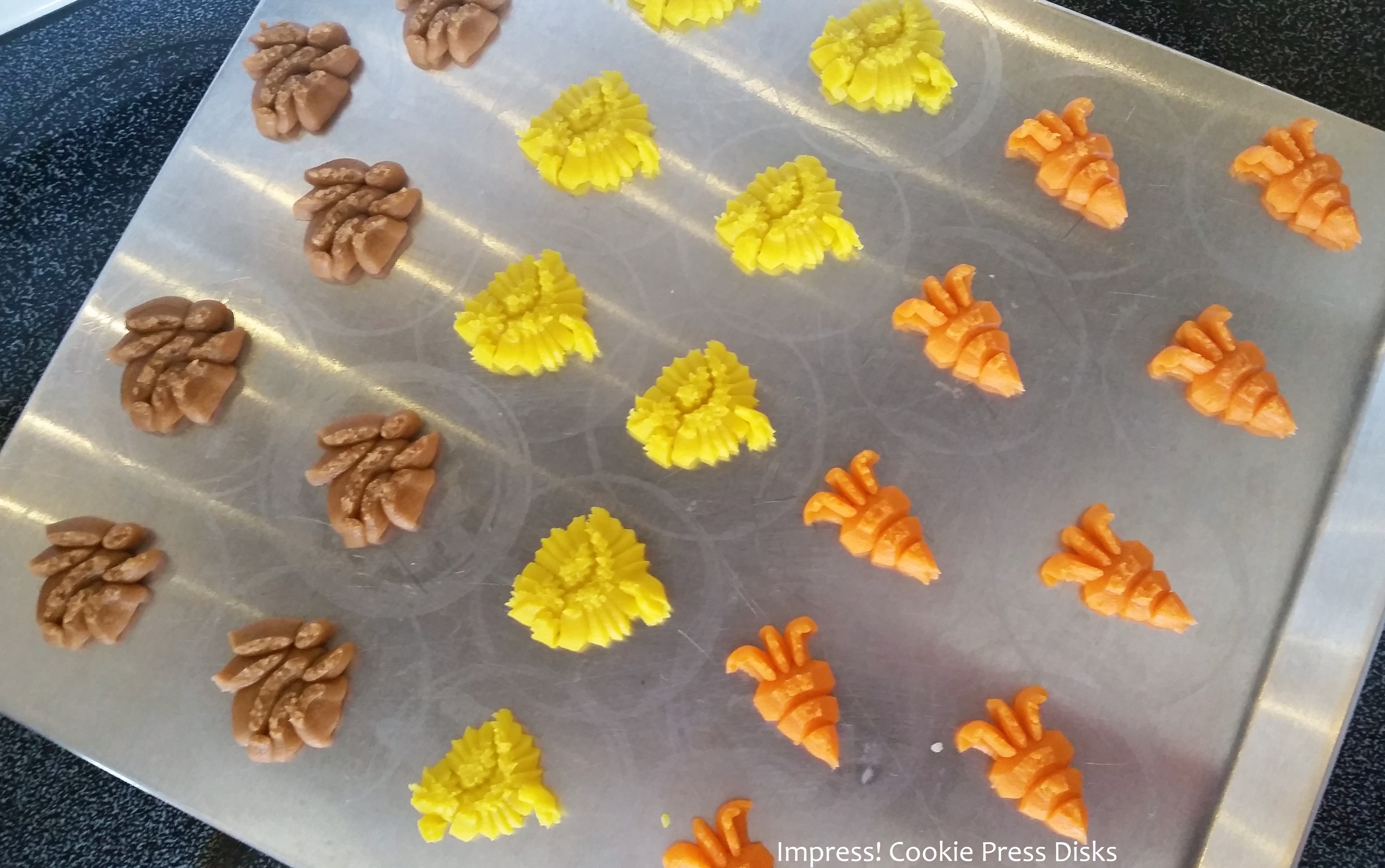 d Easter Cream Cheese Spritz Cookies Chicks Bunnies Carrots cookie press © 2018 Impress! Bakeware, LLC.jpg