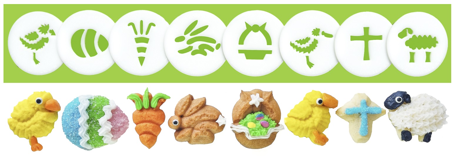 Easter Cookie Press Disk Set spritz © 2019 Impress! Bakeware, LLC H