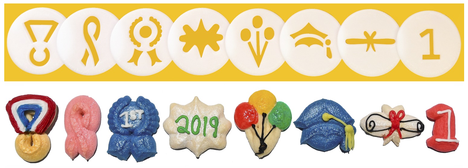Celebrate! Cookie Press Disk Set spritz © 2019 Impress! Bakeware, LLC H