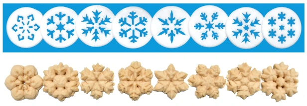 Snowflakes Cookie Press Disk Set spritz © 2019 Impress! Bakeware, LLC H