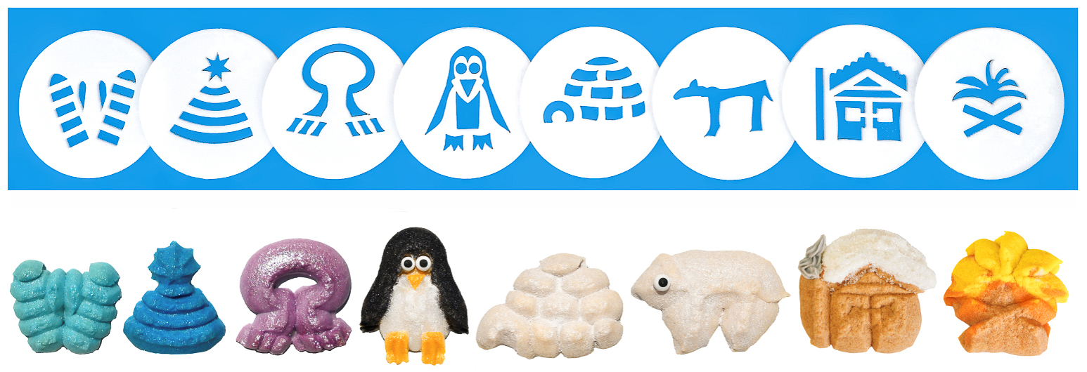 Winter Cookie Press Disk Set spritz © 2019 Impress! Bakeware, LLC H