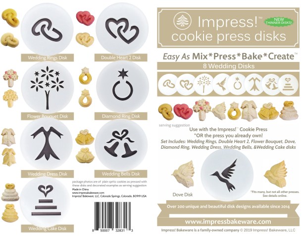 Wedding Cookie Press Disk Set spritz © 2019 Impress! Bakeware, LLC