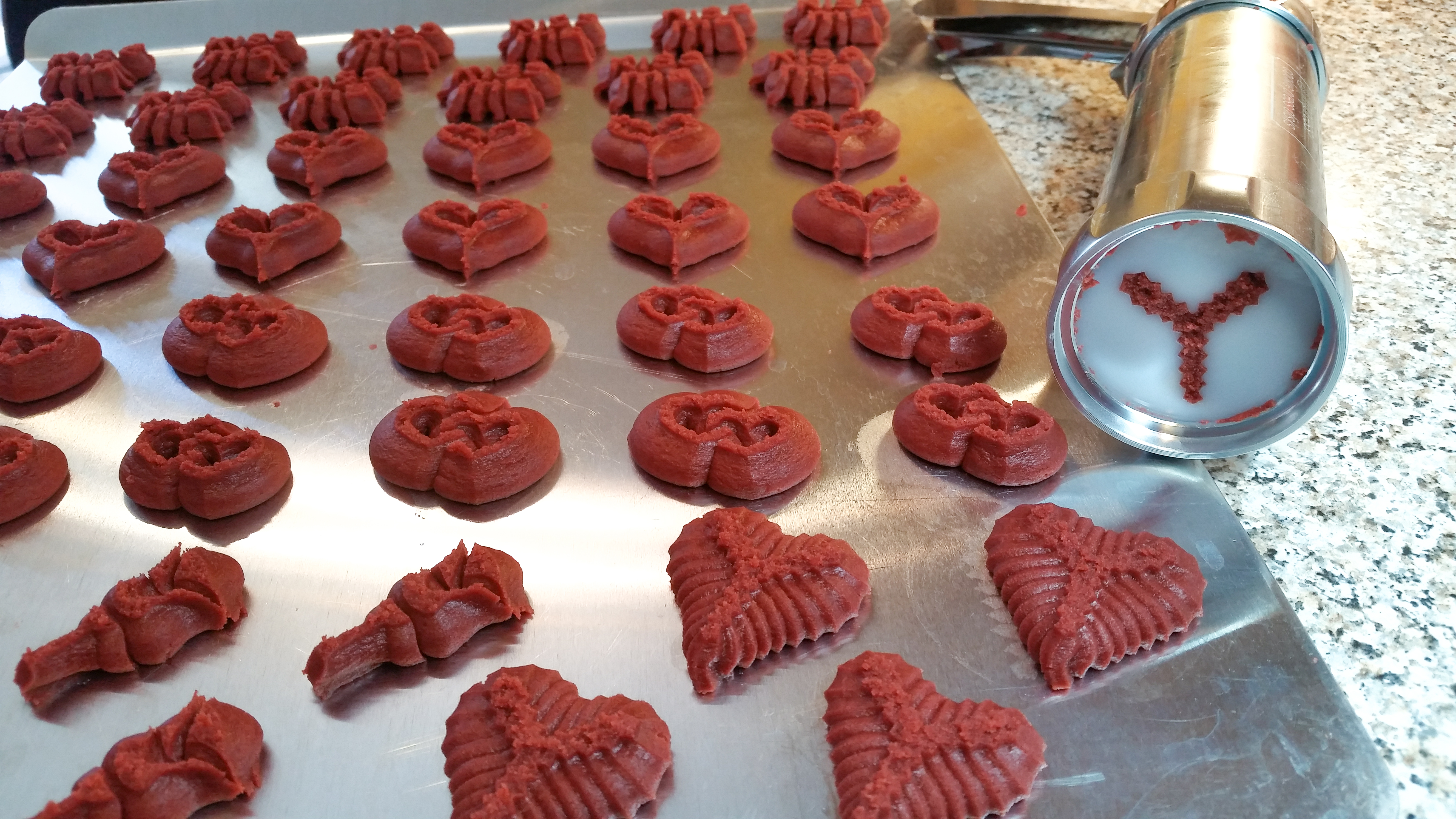Red Velvet Valentine’s Day Spritz Cookies © Impress! Bakeware, LLC a